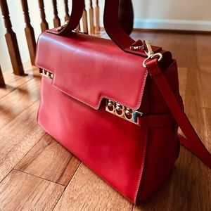 NWOT Borse in Pelle Red Genuine Leather Handbag Crossbody Made in Italy